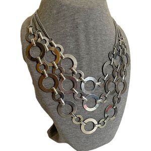 Silver Link Chain Bib Necklace